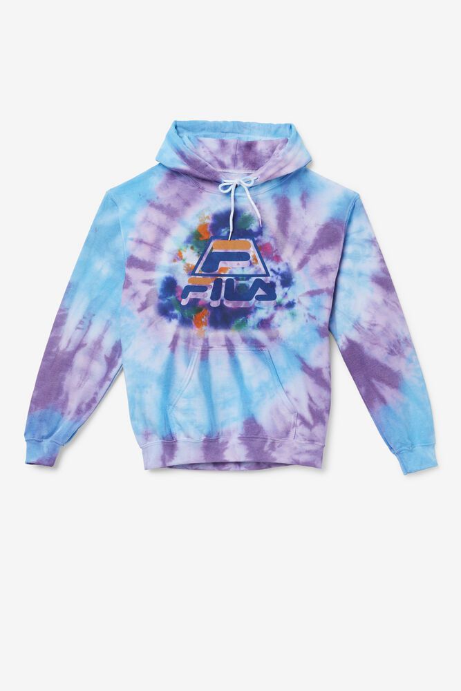 Fila Tie Dye Icon Blue Hoodie Mens - NZ 64285-XGMF